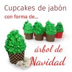 Hacer jabón de cupcake con forma árbol de Navidad