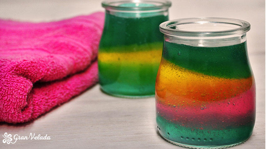 Jabon de gelatina en vaso