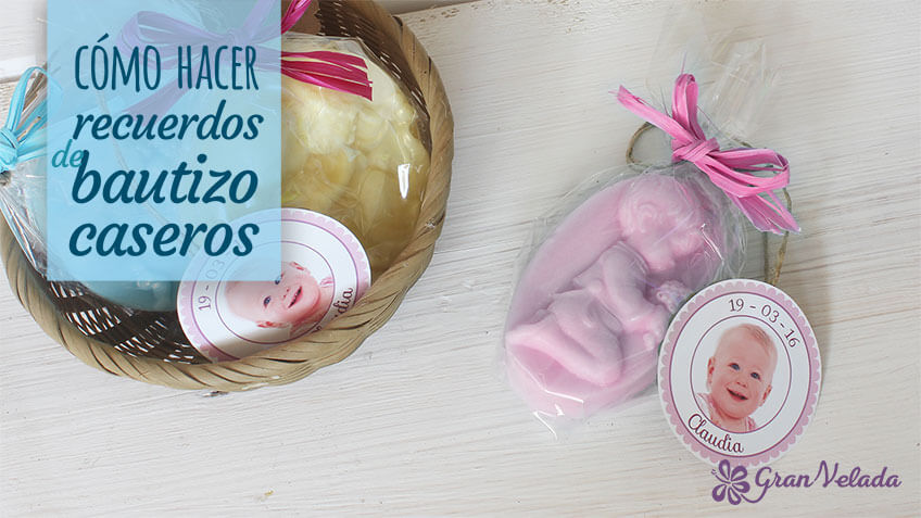 Recuerdos para bautizo, bolsitas aromáticas, velas y jabones