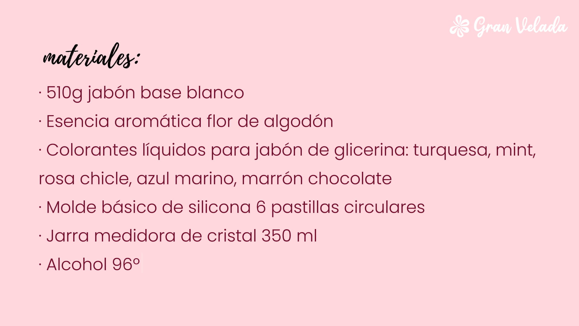 Materiales para hacer jabones de glicerina