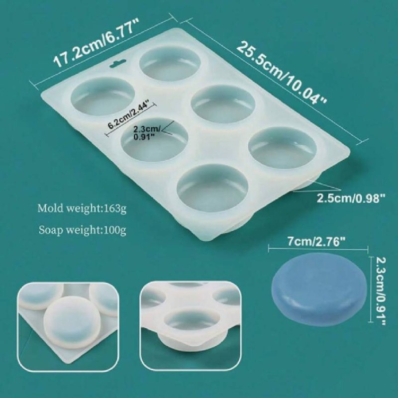 Molde de silicona 6 pastillas circulares